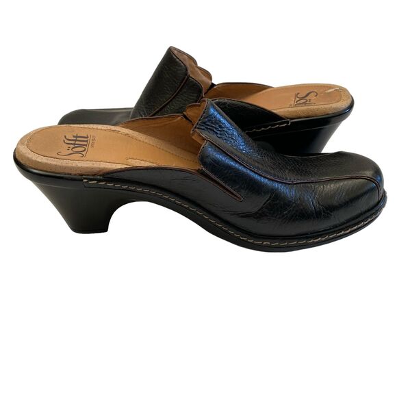 SOFFT Black Leather Slip-On Mule Clog Size 6.5 - Picture 6 of 8